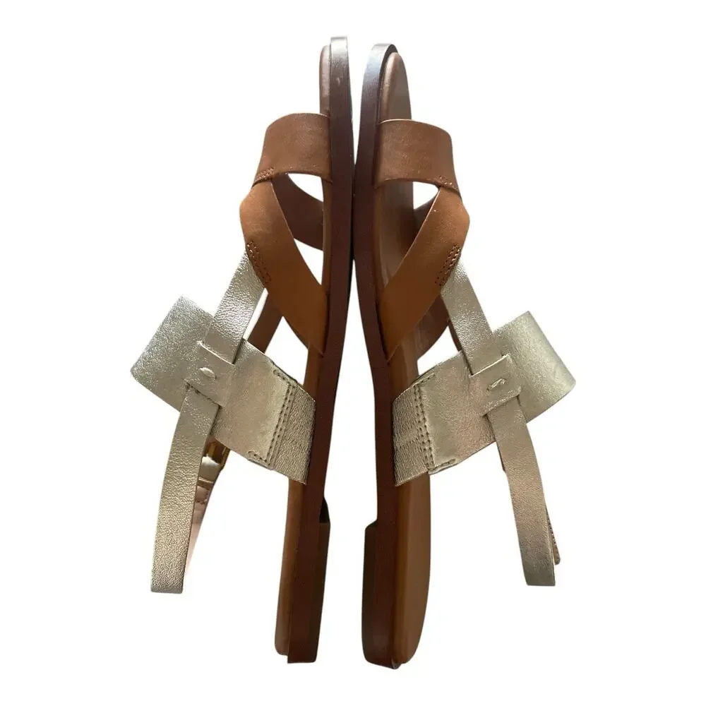 Cole Haan Fawn Sandal Leather Pecan/Soft Gold Size 8 Strappy Slingback